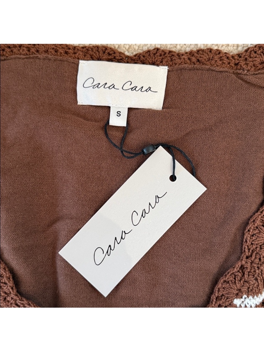 Cara Cara - Orel Mini Dress Brown Ivory Wave Multi Crochet - Picture 7 of 8